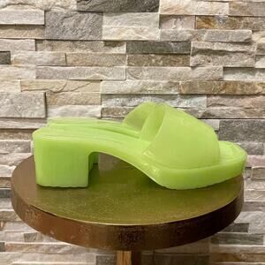 Barbie Neon Green Jelly Block Heels 9 | Platform Slide Sandals, Retro Costume